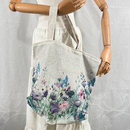 Kaksipuolinen kangaskassi - Kukkaketo