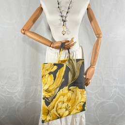 Kaksipuolinen kangaskassi -  Keltaiset liljat + Avainkaulanauha